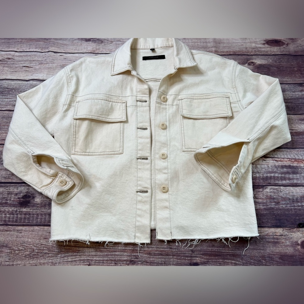J Brand Oversized Double Pocket Jacket Womens Xs Denim Boxy Trucker Jean 471